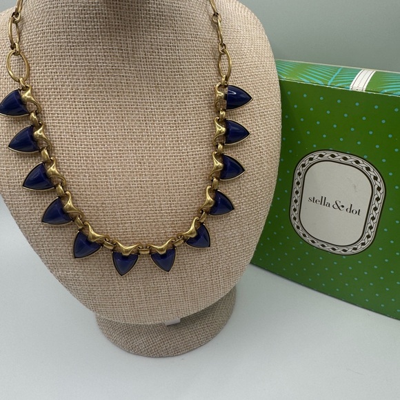 Stella & Dot Gold Necklace with Deep Blue Accents - Picture 4 of 4